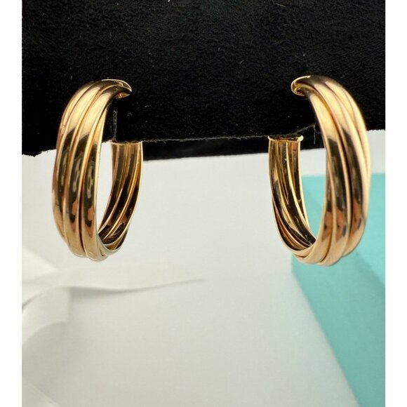 Tiffany & Co. 18k Paloma Picasso Melody Hoop Earrings Rose Gold - Picture 1 of 8
